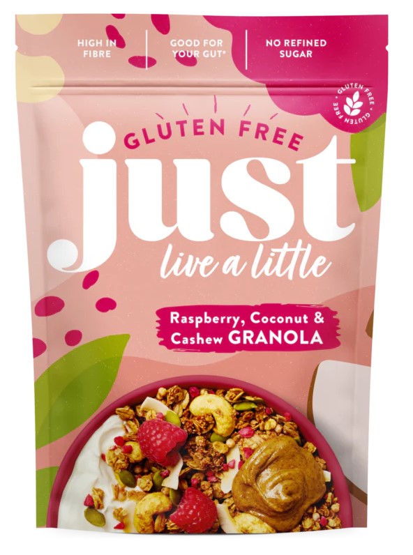 JUST LIVE A LITTLE GF RASPBERRY COCONUT CASHEW GRANOLA