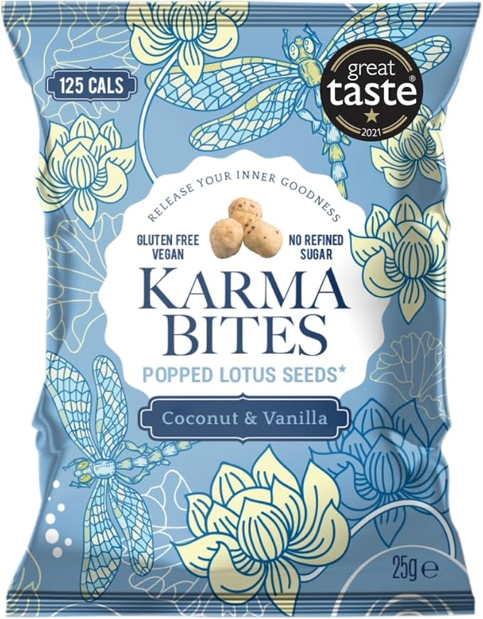 KARMA BITES POPPED LOTUS SEEDS COCONUT AND VANILLA